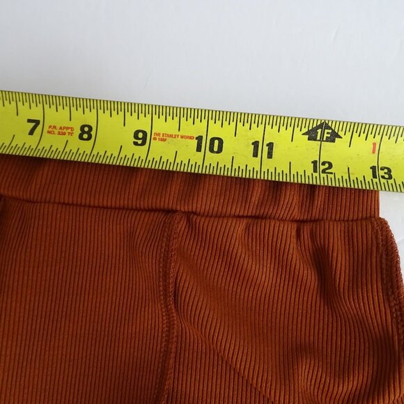Brown 2-Piece Ribbed Long Sleeve Crop Top and Wide Leg Pants Women Size L - Picture 14 of 16